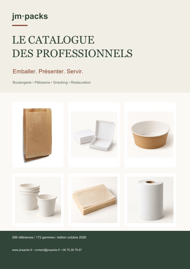 Couverture du catalogue JMPacks : emballages et consommables professionnels