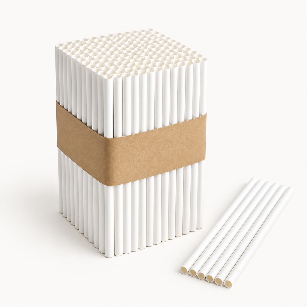 Paille 20cm Carton blanc