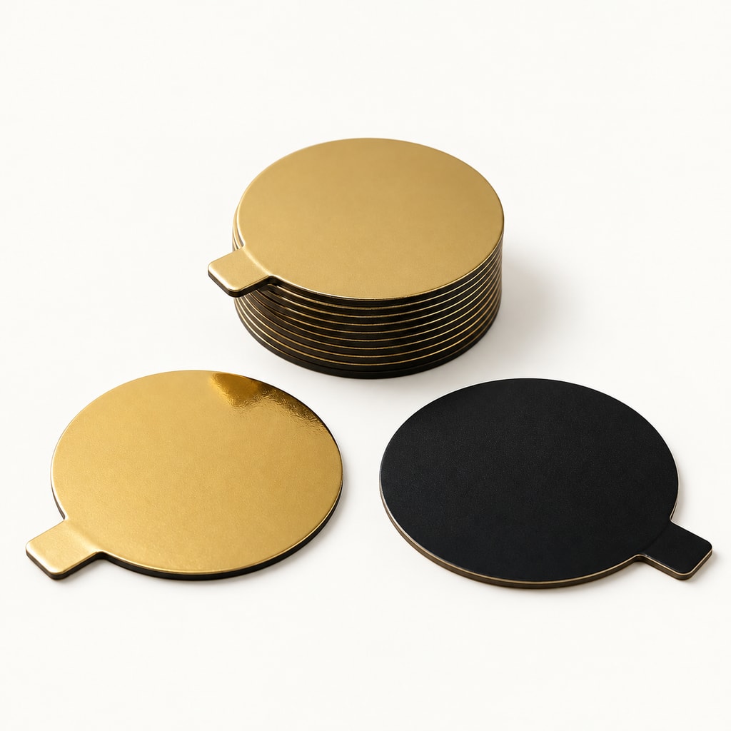 Rond languette Or/Noir 8cm